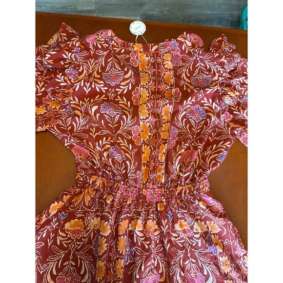 Oddi Los Angeles Floral Boho Mini Dress 1XL NWT Ruffle Tiered Long Sleeve - Picture 7 of 7